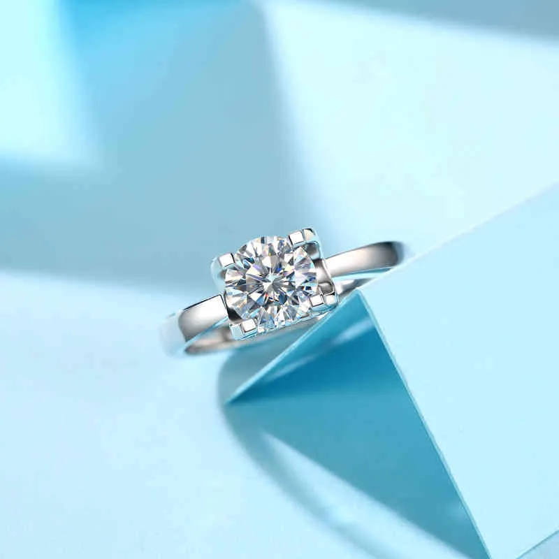 ANZIW 925 스털링 실버 Moissanite 다이아몬드 05ct / 10ct / 20ct / 30ct 약혼 반지 여성용 보석 선물을위한 조절 가능