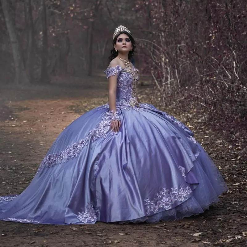 Lavender Quinceanera Dress Ball Suknie Promowe Aplikacje z koronkowych koronkowe koronkowe koronkowe kowal