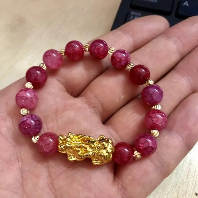전체 패션 Feng Shui Stone Beads 가닥 팔찌 남성 여성 Unisex Pi XIU Obsidian Wristband Gold Wealth297N