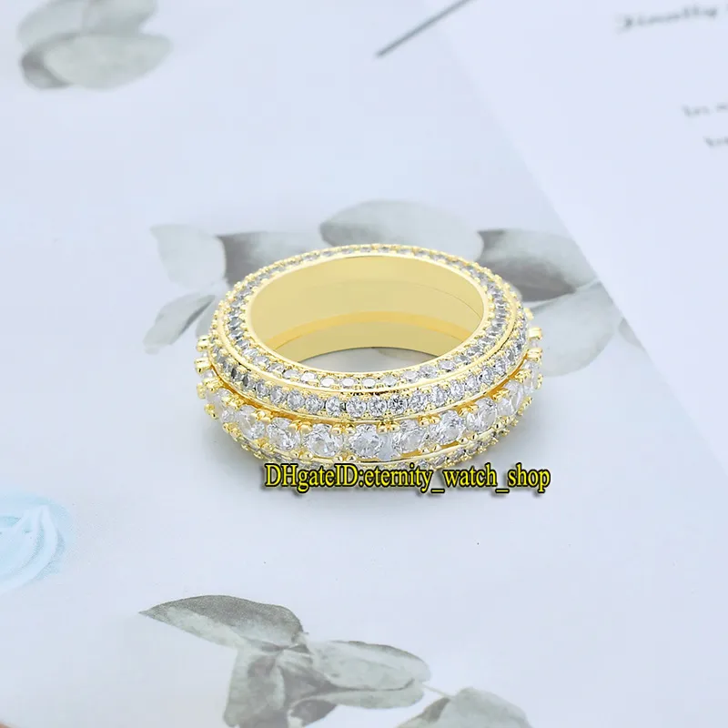 Eternity europejski i amerykański styl pięcioosierkowy CZ Diamond inkrustowany pierścień obrotowy pełen diamentów męskie pierścień hip hop Hipster rota277o