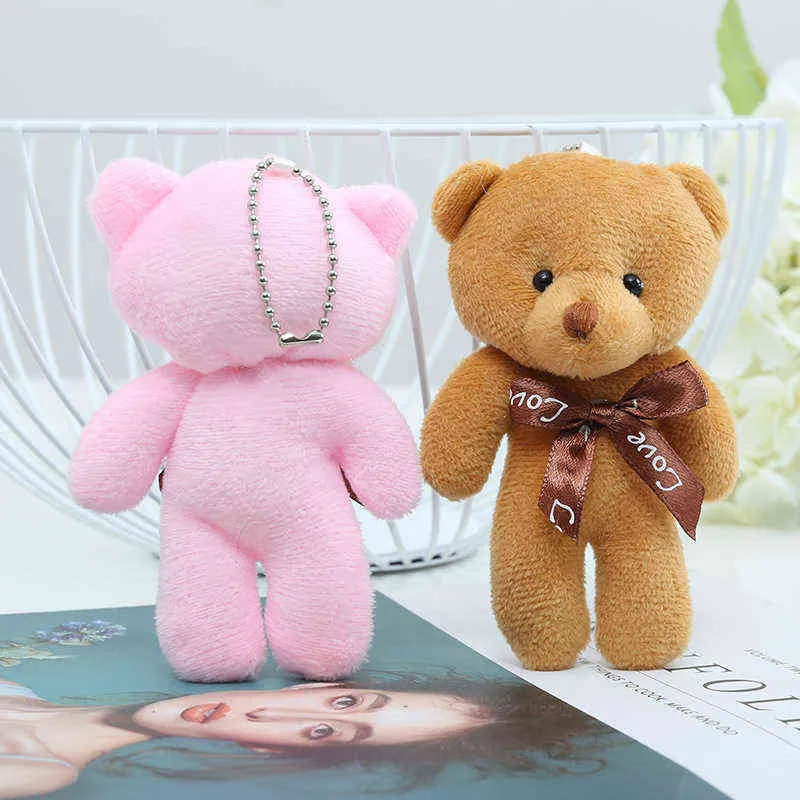 50 teile/los 12 cm Bär Plüschtiere Mini Teddybär Puppen Kleines Geschenk für Party Hochzeit Geschenk Anhänger Nette Teddy Puppe schlüsselbund geschenke Y211119