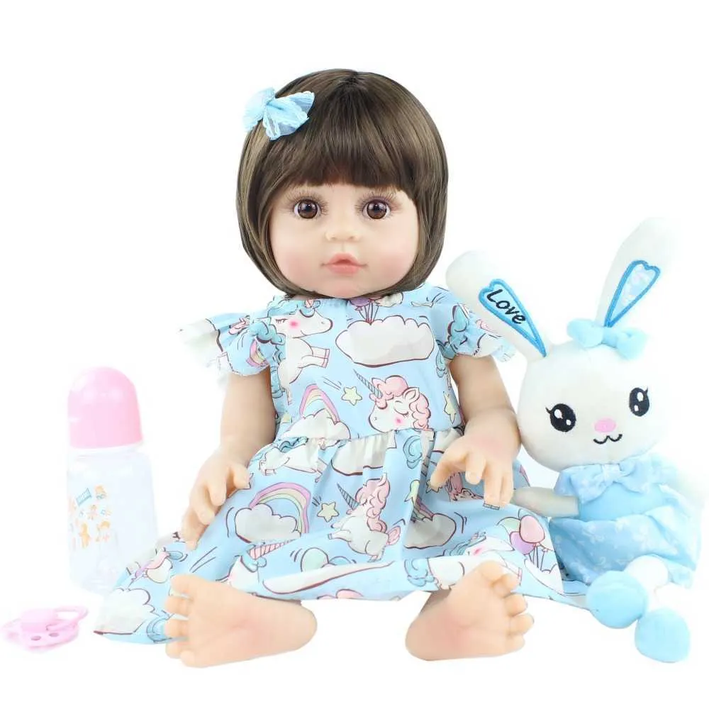Realistyczne 48 cm Full Silikonowe Miękkie Body Girl Boy Reborn Baby Doll Zabawka Jak Żywa 19 calowa Princess Prezent Birthday Prezent Prezent Q0910