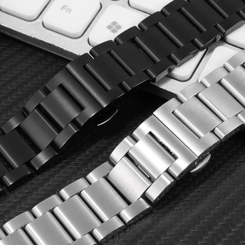 Titta på band 20mm 22mm 24mm rostfritt stål Watchband för C-ASIO PRG-600YB PRW-6600 EQB-501 EFR-303L Wach Chain Silver Black222R