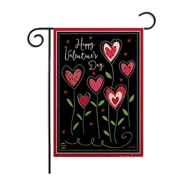 ABCD Style Valentine's Day Garden Flag Linen Holiday Courtyard Banner Flaggor Dekoration T2i53237