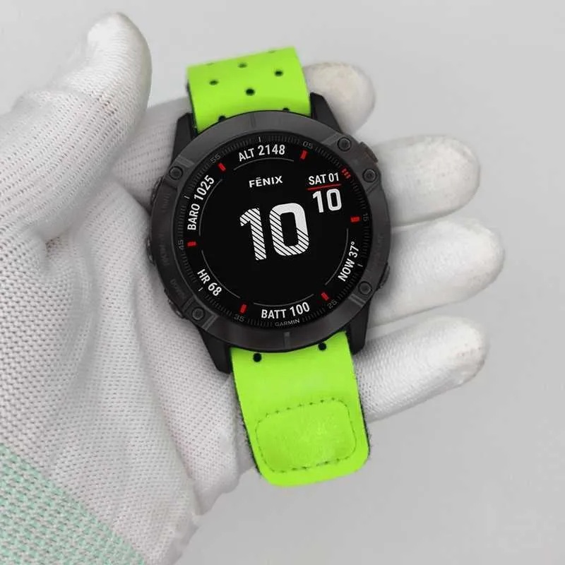 2-ADET Kanca Döngü Naylon Kol Armband Garmin Fenix ​​6x için 26mm Bilek Bandı 6x / Fenix ​​5x, Fenix ​​5 / Fenix ​​6 Pro / Instinct Saat Kayışı H0915