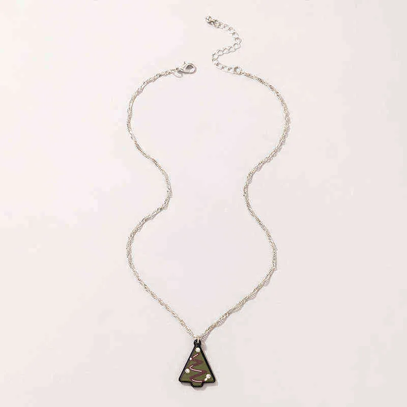 Docona Schöne Weihnachtsbaum Pandent Halskette für Frauen Mädchen Luxus Klarem Kristall Geometrie Einzigen Halsband Party Schmuck 20824 G1206