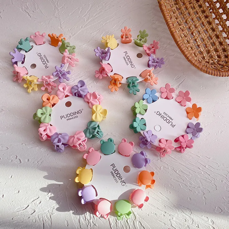 10 stks / set Plastic Klein Haar Krab Klauw Dames Meisje Luipaard Bow Leuke Mini Haarklem Clips Haarspeld Barrettes Kids Haaraccessoires