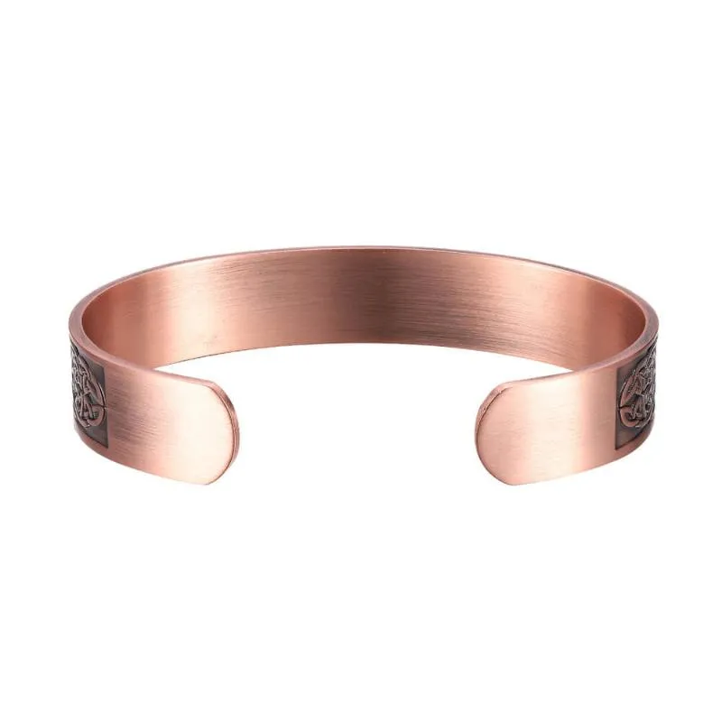 Brazalete de cobre puro de brazalete para mujeres Men Beneficios de pulsera magnética Benos Big Bangles Health Care Jewelry270f