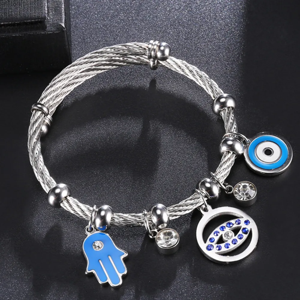 2021 Fashion Blue Eyes Evil Eye en acier inoxydable Gold Men and Women Friendship Couple Couple Bracelet Turquie Middle East Charming BR7180970