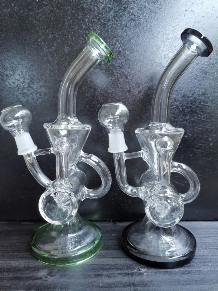 Glass oil rig recycler bong glass smoking water pipe oil burner joint size 14.4mm zeusart shop selling