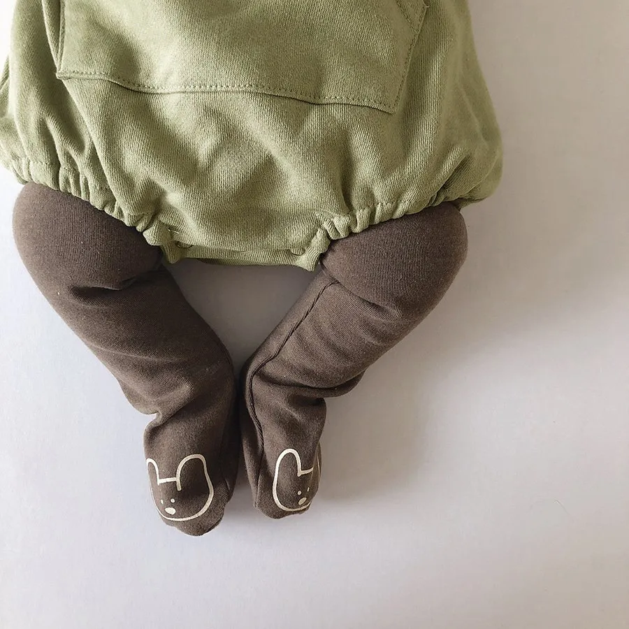 Autunno Inverno New Baby Body Orecchie da orso Neonati maschi Tuta in velluto Infantile Ragazze del bambino Tuta con cappuccio Vestiti 210413