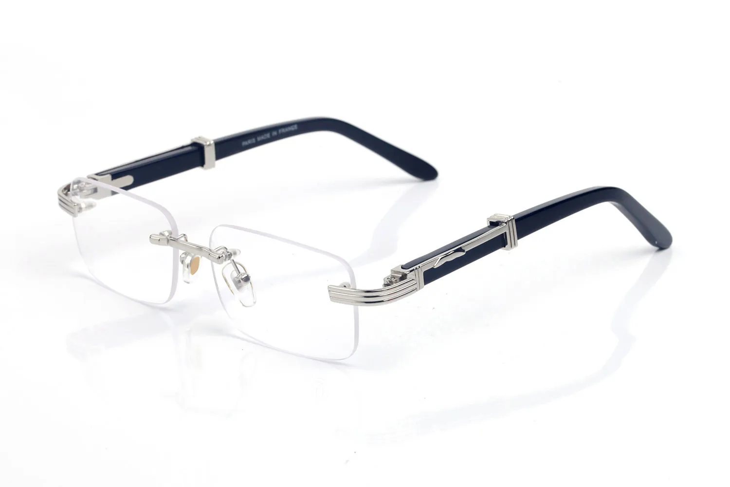 Rimless White Buffalo Horn Solglasögon för män Märkesdesign Glasögon Trärvåg Guldmetallglasögon Kvinnor Sport Fashion Eyewe230A