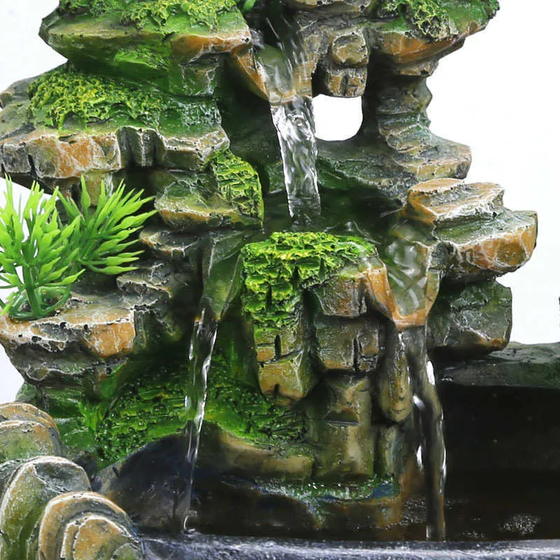 HoDe créatif intérieur Simulation résine rocaille cascade Statue Feng Shui fontaine d'eau maison jardin artisanat 2108048594472