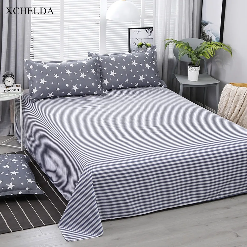 Bedding Set Family Double Queen King Grey Aesthetic Stars Bedspread Teen Single Bed Sheet Pillowcase Duvet Cover Set 210309