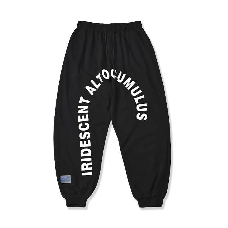 Spårbyxa våren harajuku byxa joggers båge engelska tryckta hip hop harem byxa streetwear sweatpant bomull byxor 210527