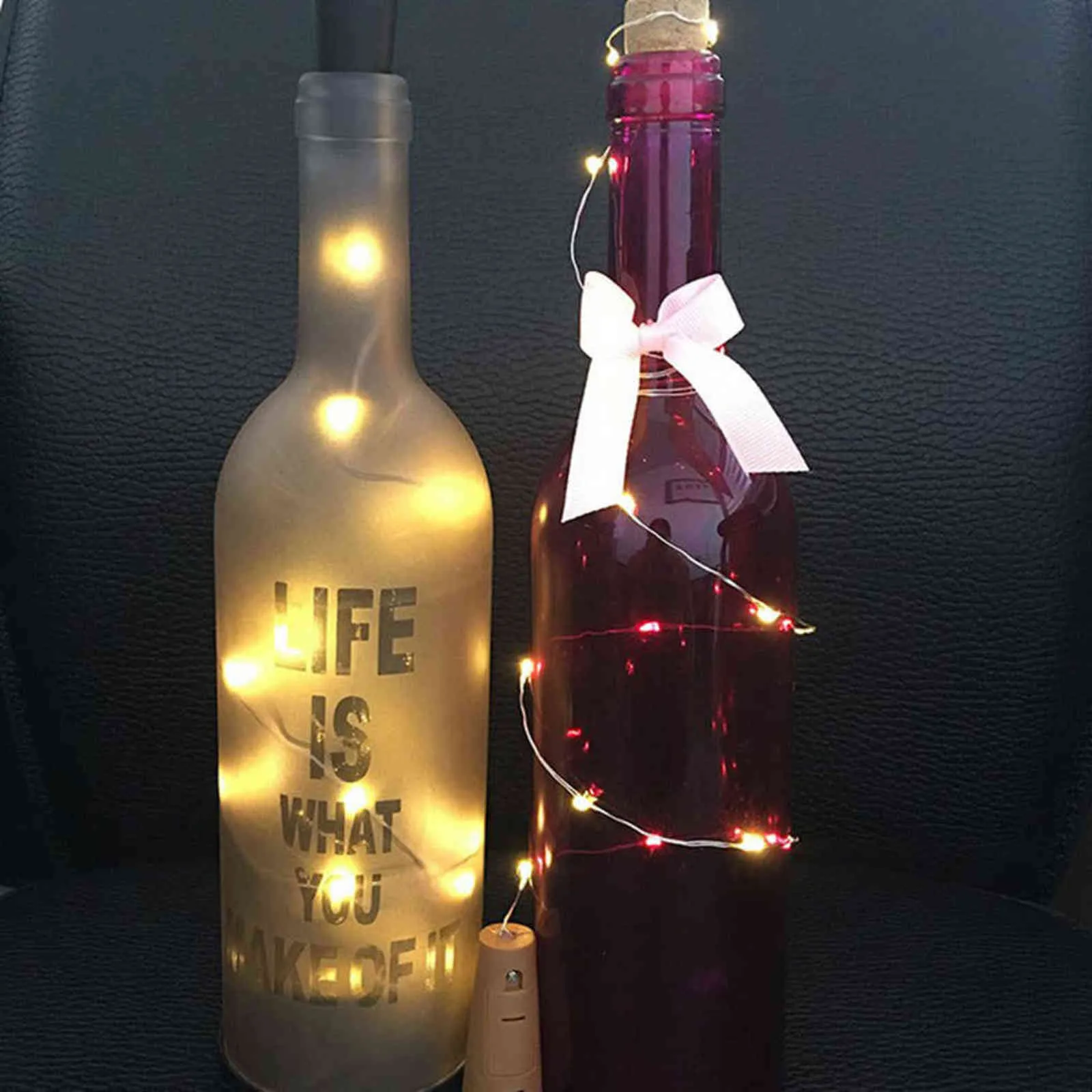 10 PACK SOLAR Wino Butelka Światła 20 LED Słoneczny Cork String Light Miedziany Drut Wróżka Światło Na Wakacje Świąteczne Party Wesele Decor 211104