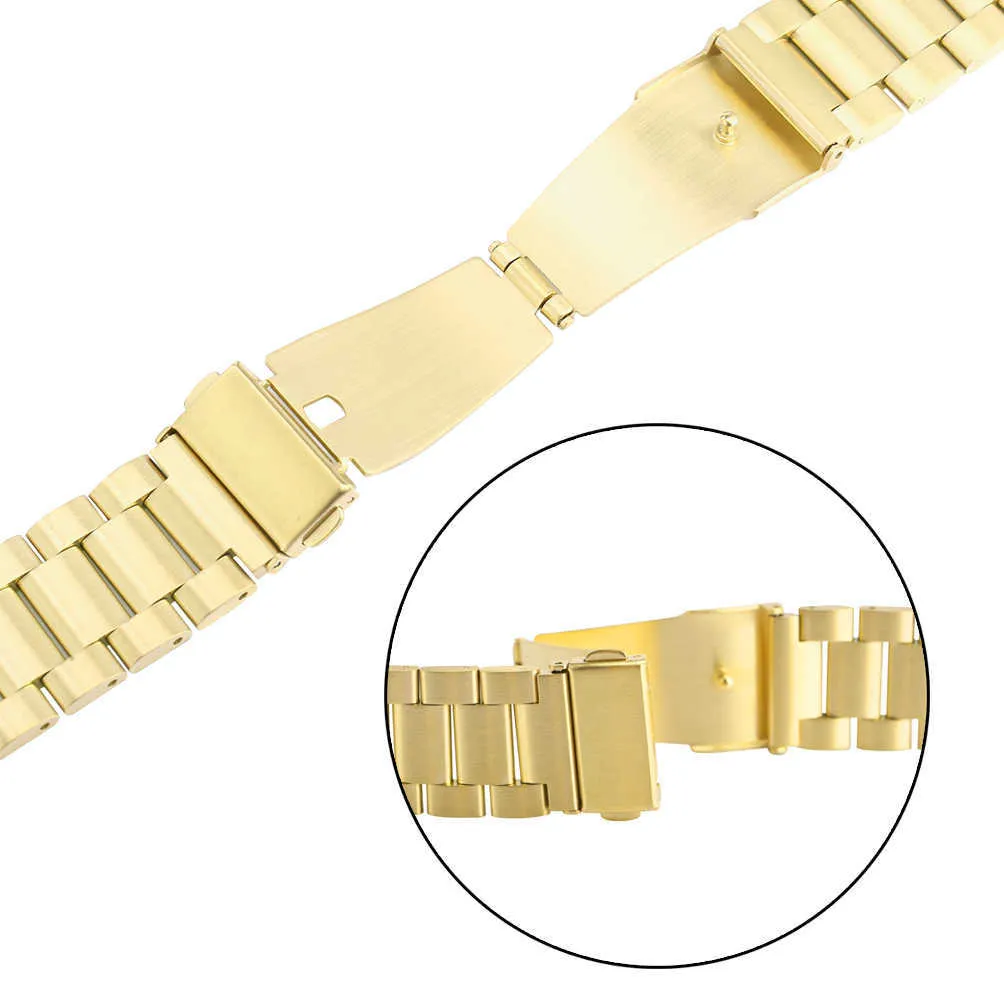 Solid Stainless Steel Strap 20mm 22mm Ultra-thin Metal Watch Band Link Bracelet Folding Clasp Watchbands Spring Bars Accessories H0915