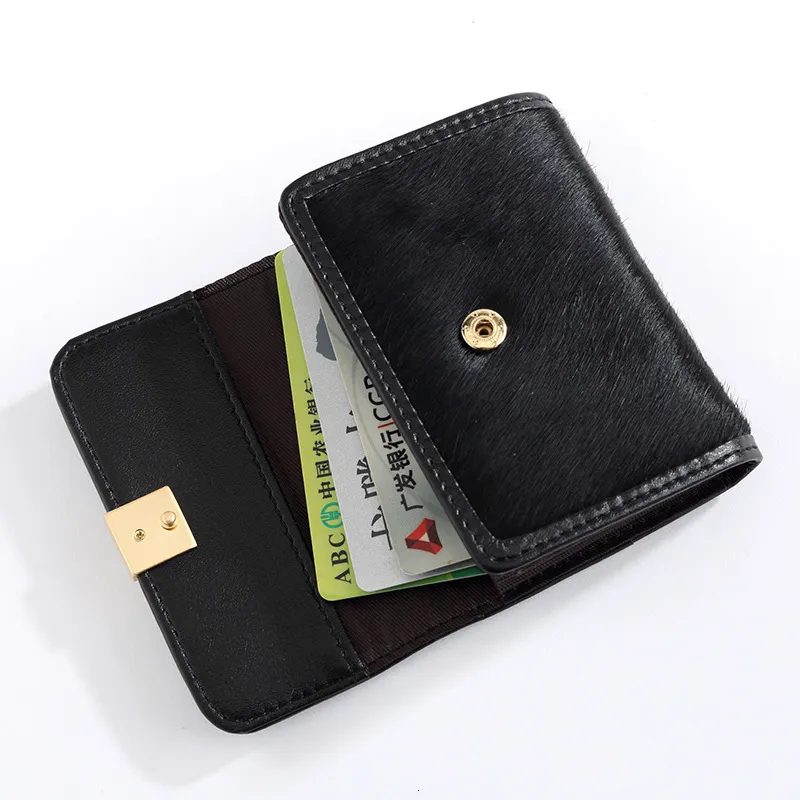 Wallet Real Leather Card Clip Horse Hair Lady Bag Lovely Organ Bit Leopard Print Mini Set Zero Ins 052261l