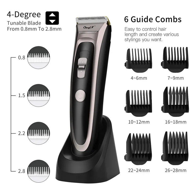 Cortadora de pelo profesional LED para hombres, máquina de corte recargable, cuchilla de cerámica, peine de límite de corte de bajo ruido 220623