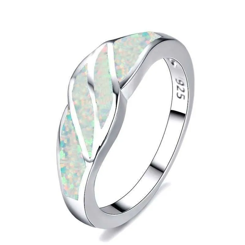 Ny mode klassisk enkel eld opal ring kvinnor årsdag smycken speciell gåva grossist x0715