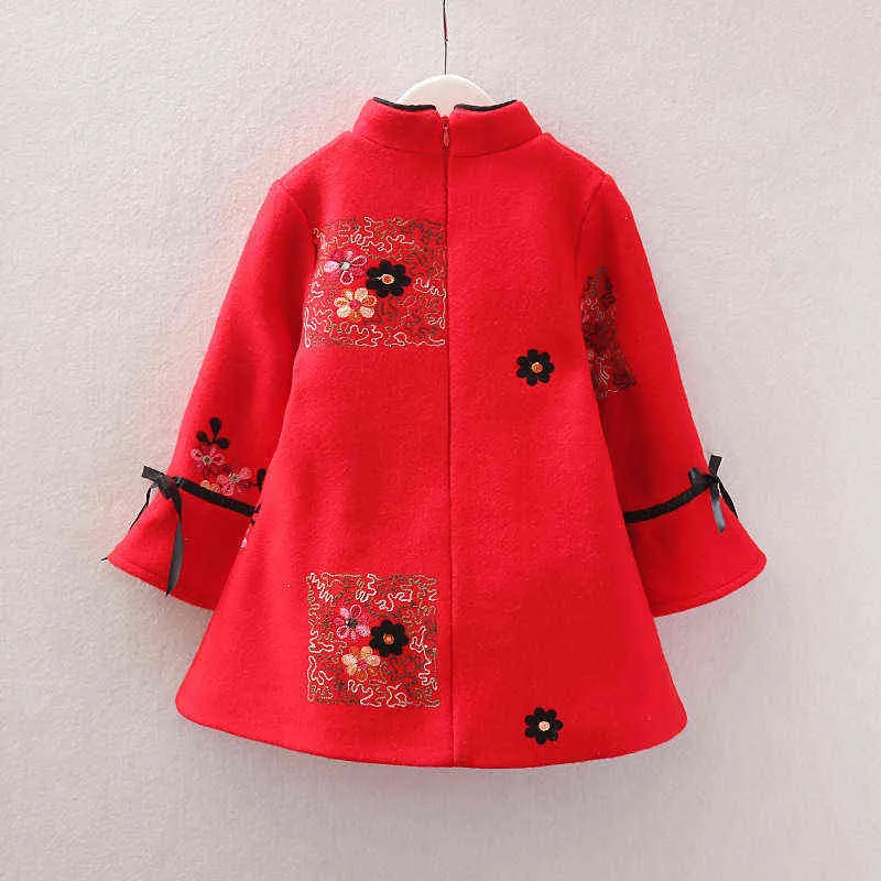 Mädchen Herbst Winter Chinesischen Stil Kleid Tang Kostüm Mantel Wolle Mäntel für Kinder Neue Jahr Kleidung Kinder Woolen Chi-pao 2 3 4 5 6y G1218