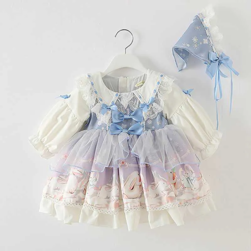 Spanska stil barn klänningar för tjejer födelsedagsfest prinsessa lolita boll klänning baby kläder e5326 210610