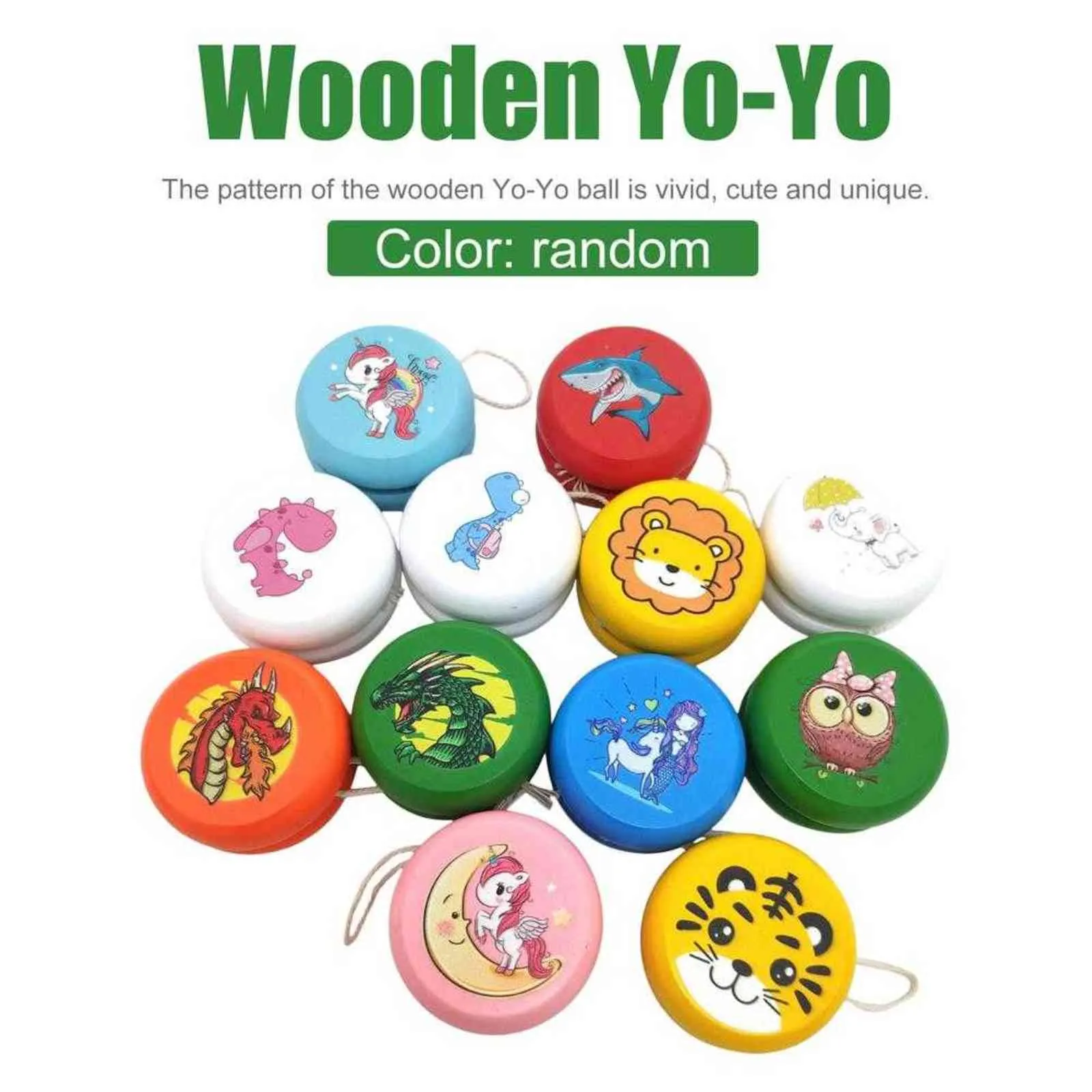 2021 attraente cartone animato casuale stampato in legno Yoyo Yo-Yo gadget divertenti giocattoli interessanti bambini regali di Natale bambini G1125
