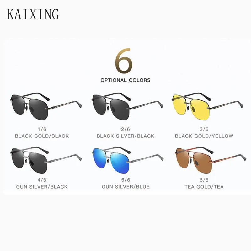 Sonnenbrille Kaixing Unisex Halbrahmen Quadratpolarisierte Männer Frauen Anti-Blend-Hd-gelbe Linsen Nachtsicht Fahren Brillen Shades240J