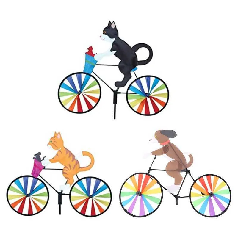 bciou vivixixilaojh 風スピナー動物犬猫猫の自転車風車のステーク像の庭の芝生​​庭の装飾Q08117747189