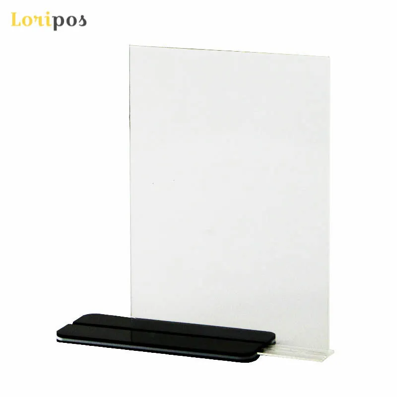 A6 Acrylic Sign Holder Black Base for Small Poster Display on Desk