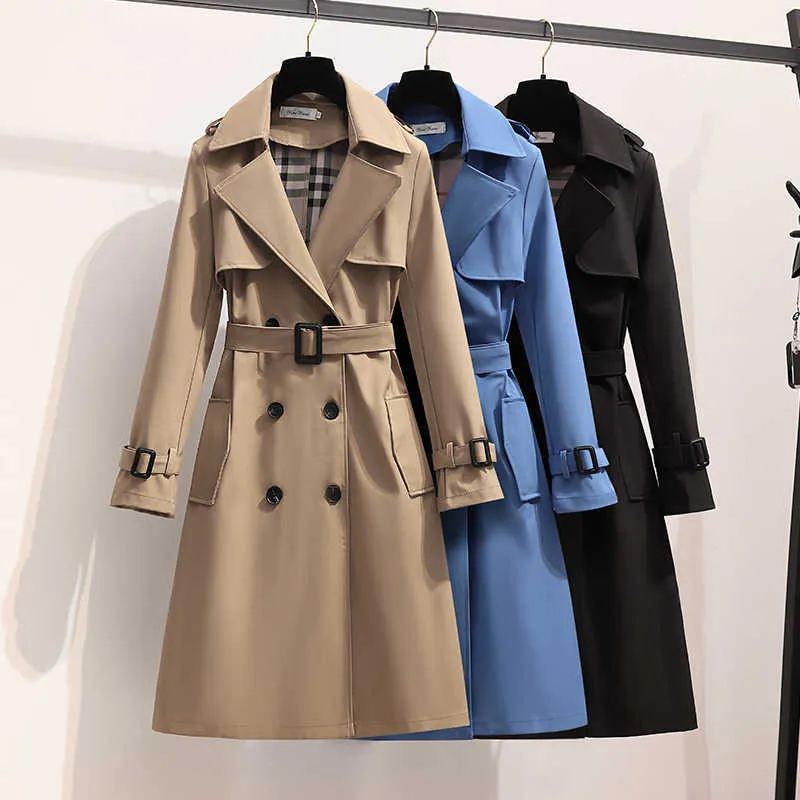 Novo Primavera Casaco Feminino Estilo Inglaterra Inverno Solto Médio Longo Elegante Jaqueta Feminino Designer Casual Trench Coats S - 4XL