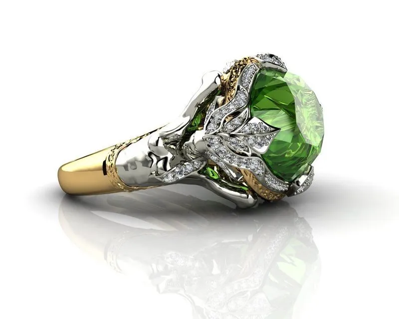 Ring aus 14 Karat Gelbgold mit Smaragd-Edelsteinen für Damen, feine Anillos De Anel Bijoux Femme Jewellery Bizuteria Jade 220309302m