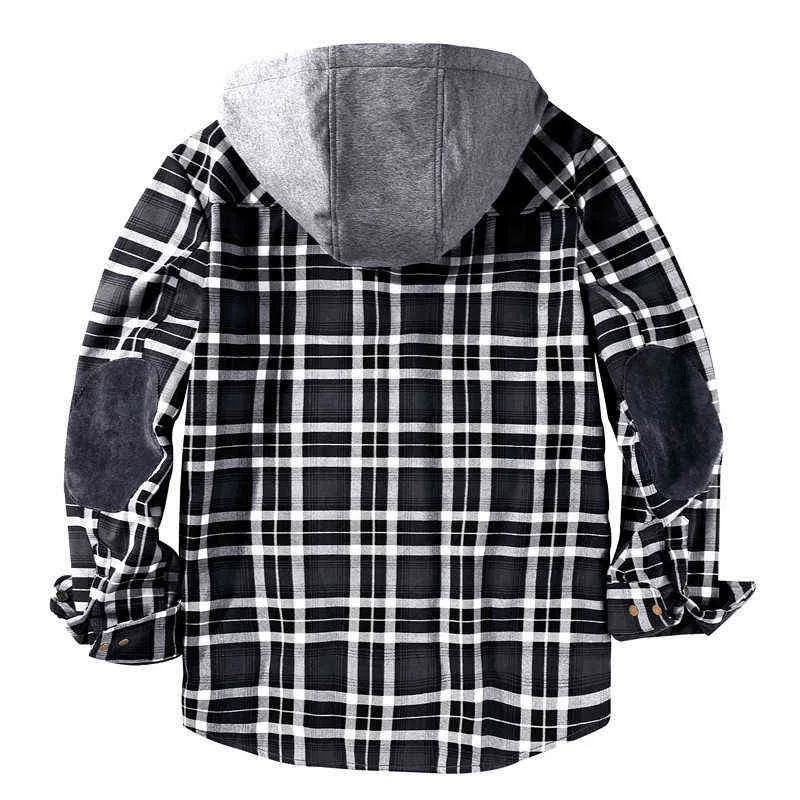 Mountainskin Explosive Men's Clothing Autumn and Winter Models Thick Cotton Plaid Long-sleeved Loose Hooded Jacket MT701 Y1122