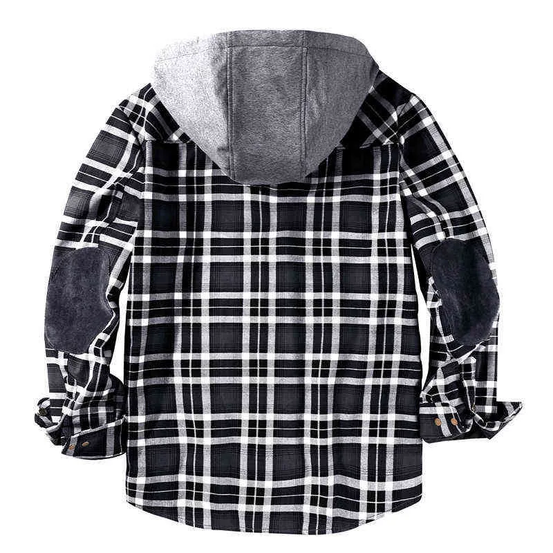 山皮爆発紳士服秋と冬のモデル厚い綿の格子縞長袖の緩いフード付きジャケットMT701 Y1122