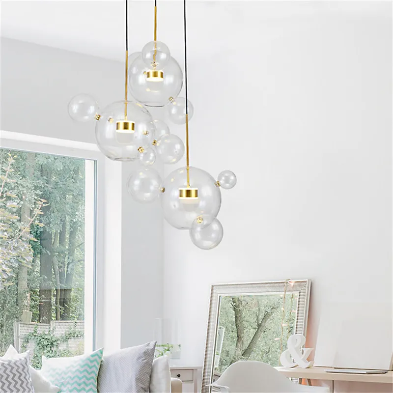 Customized Living room Chandelier Modern Clear Glass Bubble Lamp pendant lamps for Children Indoor Decor Light Fixture260D