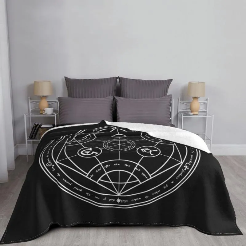 Filtar Human Transmutation Circle Mattor Flocking Textil En säng filt täcker lyxig flanell234l