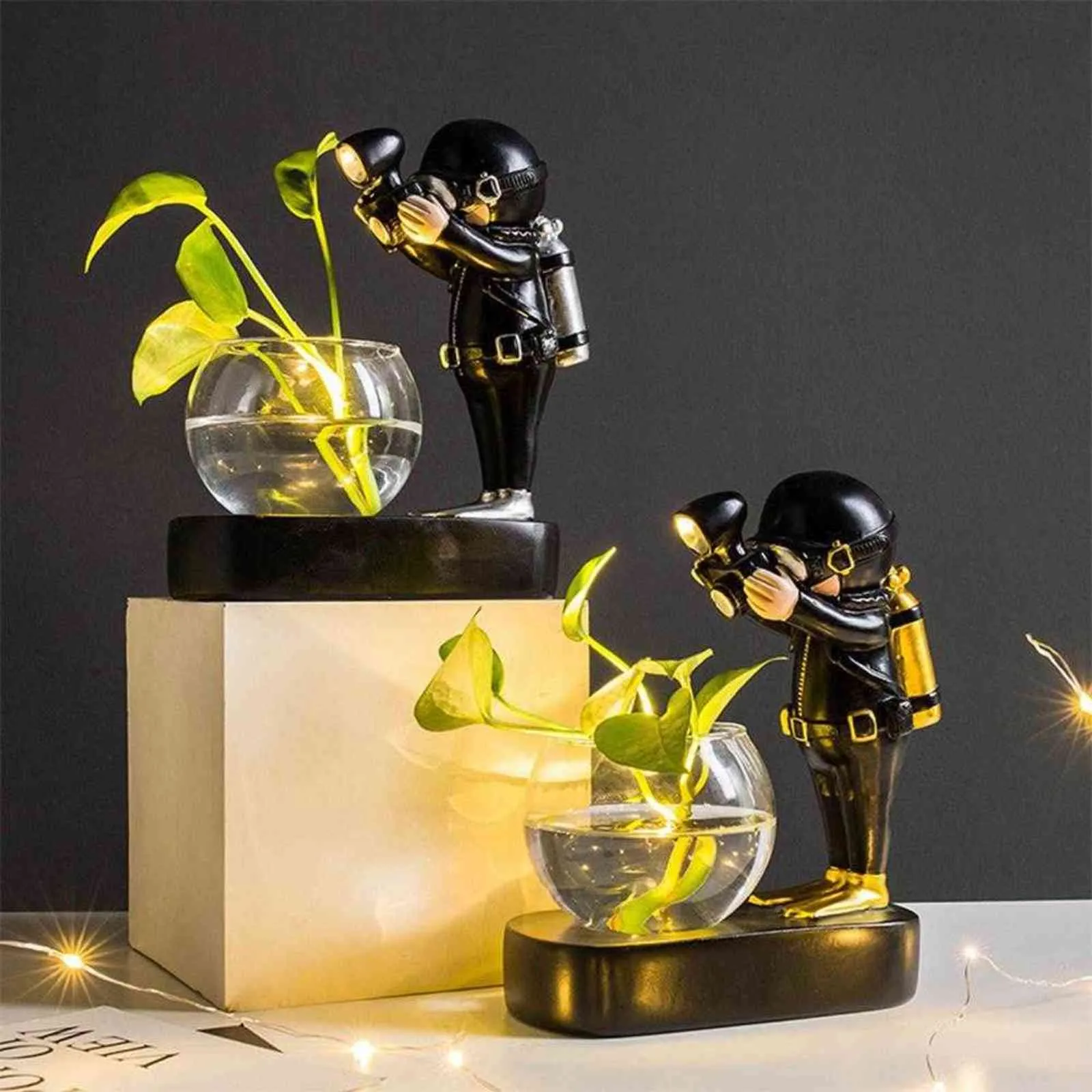 estilo nórdico espacial astronauta terrário hidropônico vaso de planta decoração vintage vasos de flores plantas de mesa decoração de bonsai h9130015