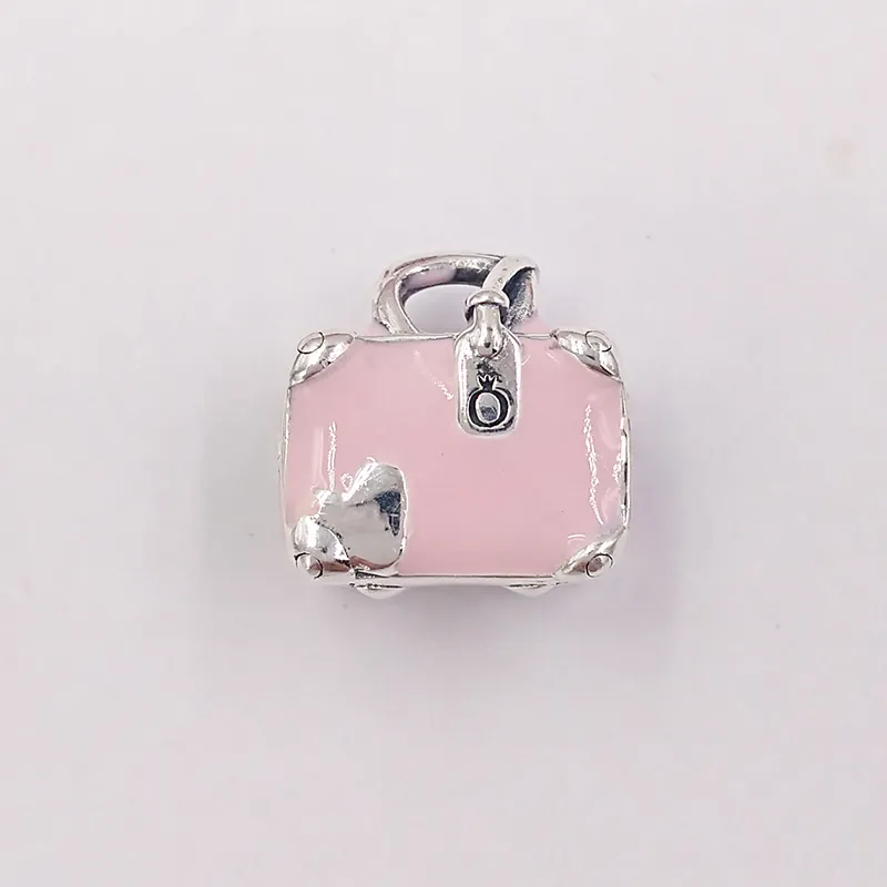 Brautschmuckset aus 925er Sterlingsilber für die Hochzeit, Herstellungsset von Pandora, rosa Reisetasche, DIY-Charme-Armband, Teenager-Mädchen, Geschenke, Damenkette, Perlenkette 798063EN124