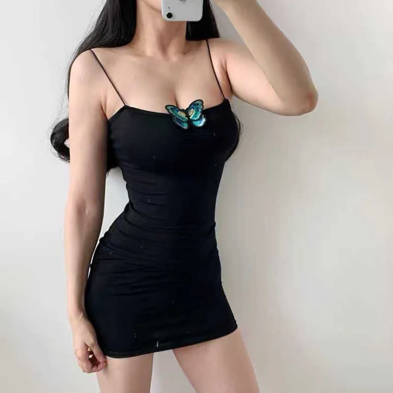 Night Sexy Club Dress Backless Black Off the Ramię Mini Kobiety Corset Bodycon Spaghetti Pasek ES dla 210604