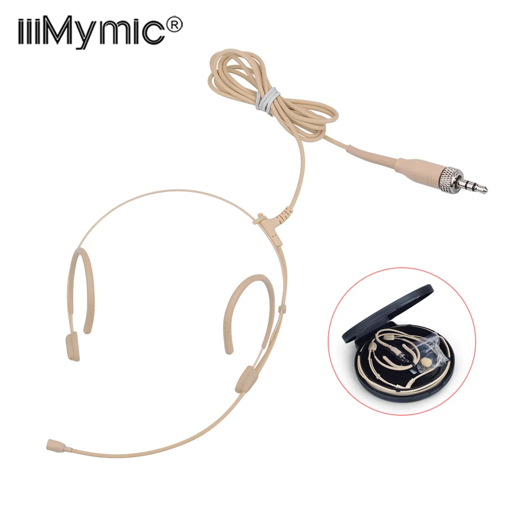 Uppgradera version Elektret Kondensor Headworn Headset Mikrofon 3.5mm Jack TRS Locking Mic Sennheiser Body Pack Tjock kabel