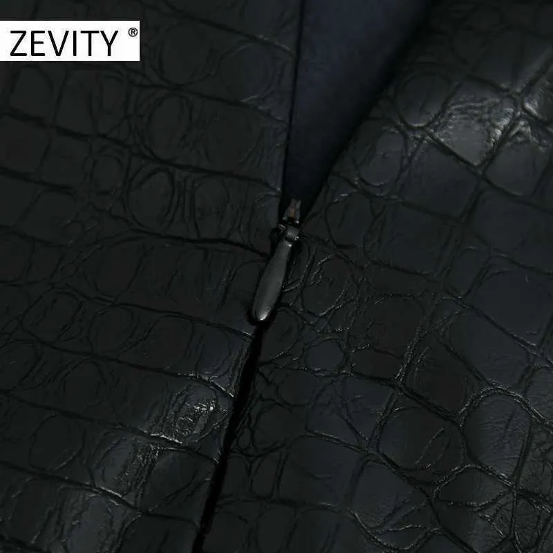 ZEVITY Kadın Moda Yılan Cilt Desen PU Deri Kalem Pantolon Kadın Fermuar Rahat Ince Uzun Pantolon Chic Sonbahar Pantolon P938 210603