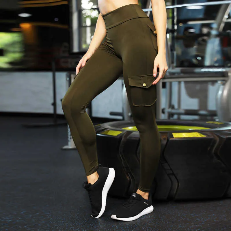 CHRLEISURE Tasca leggings Fitness donna Vita alta Bottino Pantaloni di sollevamento senza cuciture Pantaloni da lavoro push up 210925