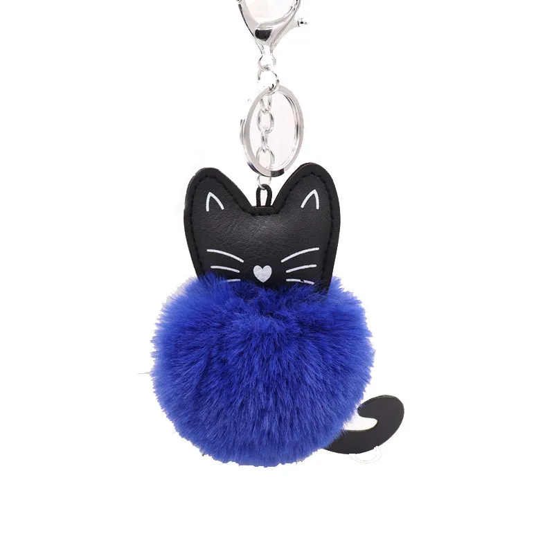 1 sztuk Cute Futro Cat Soft Pompom Zwierząt Ogon Włosów Brelok Brelok Panie Torby Samochodowe Akcesoria Klucz Ring Mom Prezent