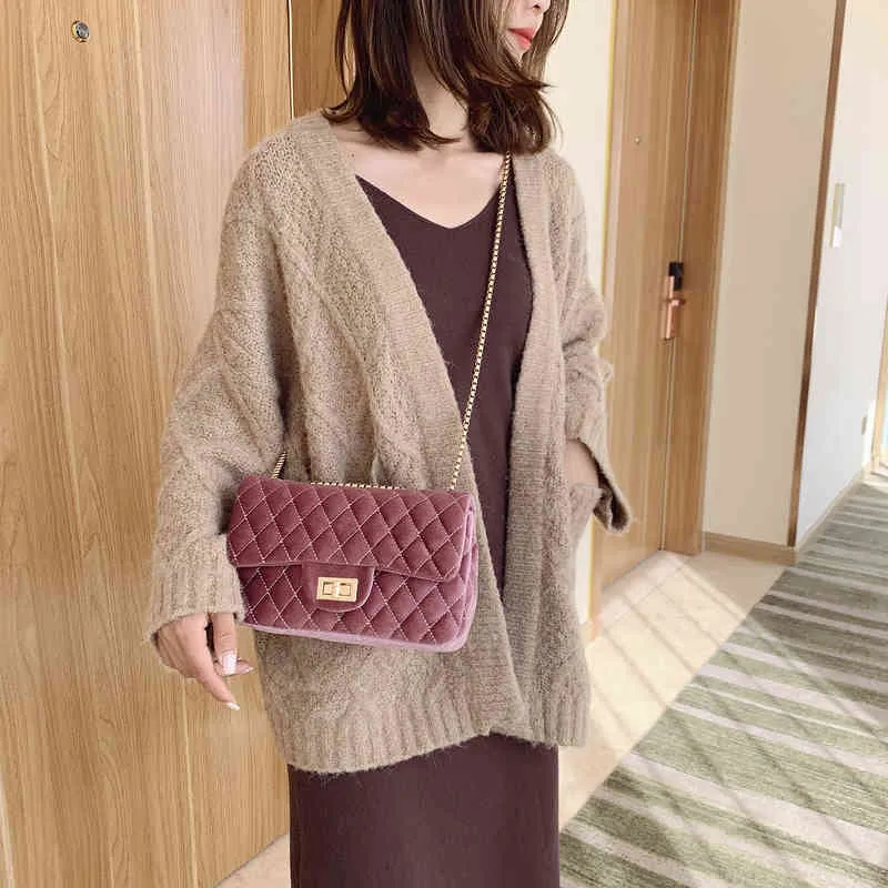 Shopping Bags Vintage Small Flannel Crossbody for Women 2020 Chain Shoulder Women's Handbags Branded Ladies Hand Bag 6408 220304