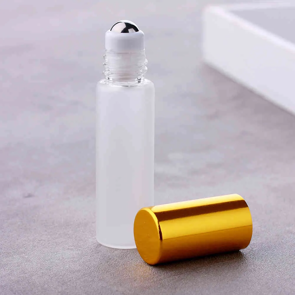 100st / parti 5ml frostat glas eterisk oljevalsflaska parfym mini påfyllningsbar parfymflaska litet prov