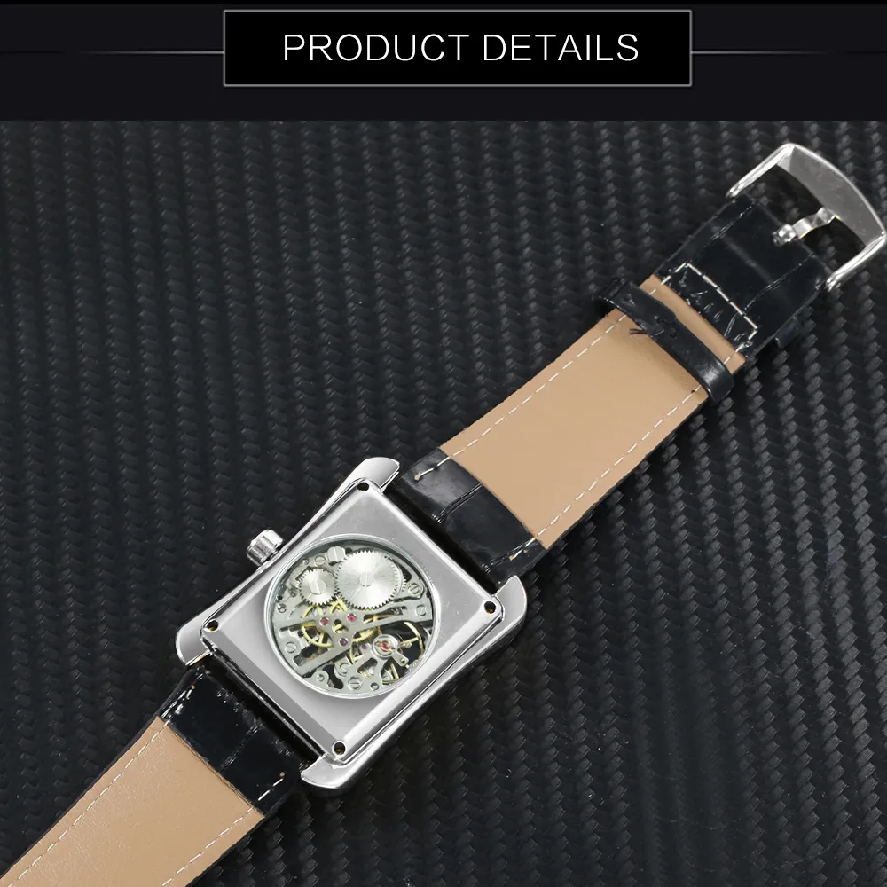 Vinnare Watch for Women Watches Luxury Top Brand Design Fashion Skeleton Watch Ladies Mechanical Tonneau Leather 210310255G