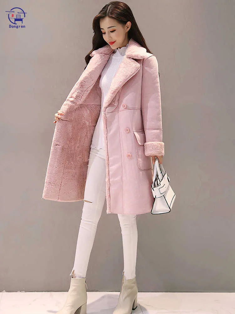 Winter Women Jackets Long Sleeve Warm Coat Parka Female Portable Outwear Cotton Liner Fashion Collar Clothes Lamb Hair 211018