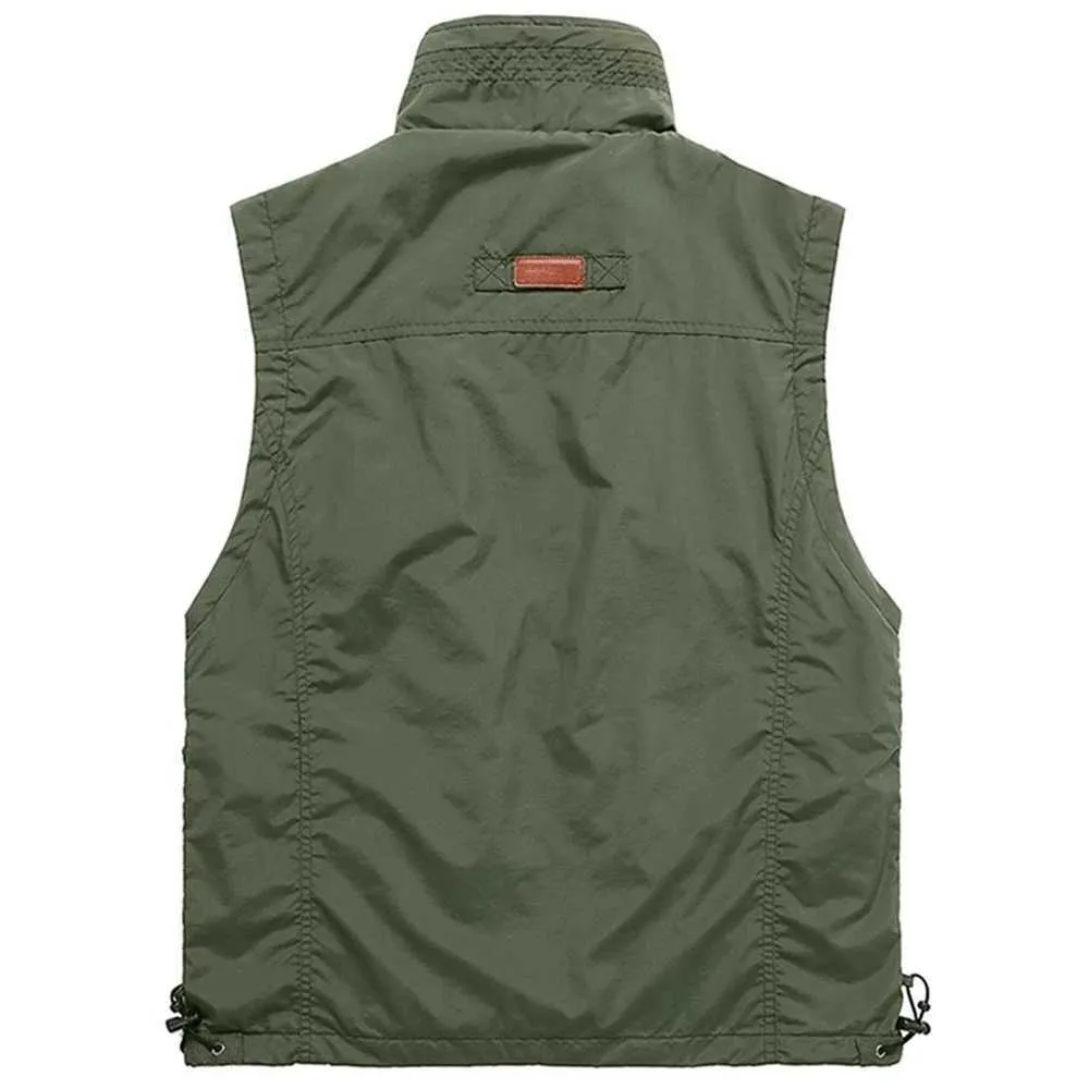 Sommarfjädernät Tunna Multi Pocket Vest för Man Largesize Casual Ärmlös Jacka Med Många Fickor Reporter Waistcoat 210923