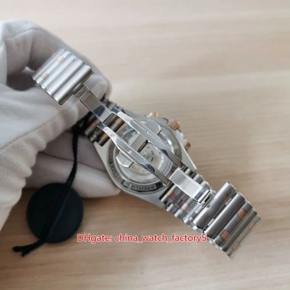 GF Fabrikası Süper Kaliteli Erkekler Saatler 42mm Chronomat B01 42 18K GÜL ALTIN ​​SAPPHIRE KRONOGRAF ETA 7750 Hareket Mekanik Otomatik249U