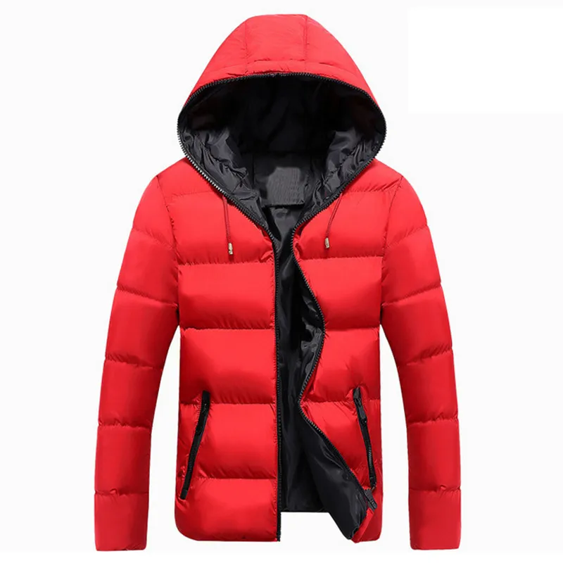 Homens outono inverno jaqueta parkas cor sólida algodão acolchoado masculino casual casacos com capuz outerwear UE tamanho xs-3xl